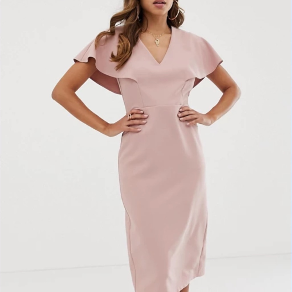 ASOS angel sleeve midi pencil dress